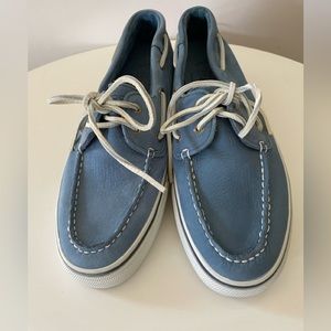 Sperry Men’s Leather Boat Shoe. Lt Blue. Size 9.5. Like new.